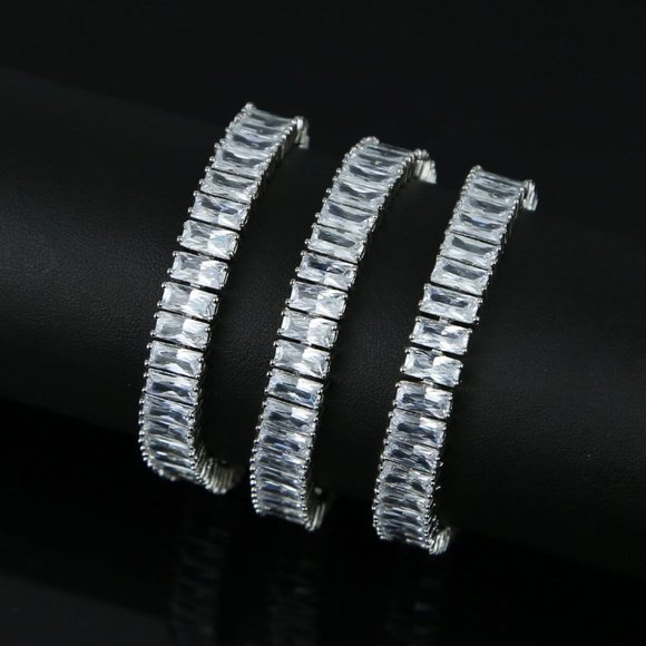 8MM Bling Baguette Diamond Clean Cut Bracelet - Picture 3 of 6